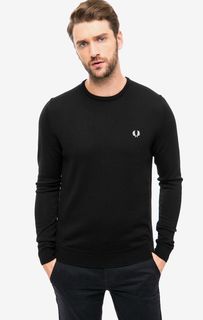 Черный шерстяной джемпер с круглым вырезом Fred Perry