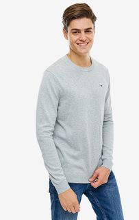Серый хлопковый джемпер с круглым вырезом Tommy Jeans