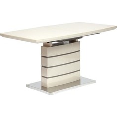 Стол TetChair WOLF (mod. 8053-2) мдф high gloss закаленное стекло 140/180x80x76 см слоновая кость/латте