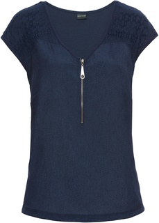 Футболка с кружевными вставками Bonprix