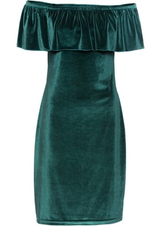 Платье кармен из искусственного бархата Bonprix