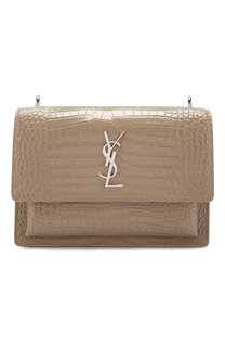 Сумка Sunset medium с тиснением под крокодила Saint Laurent