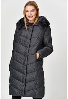 Стеганое пальто с отделкой мехом кролика La Reine Blanche