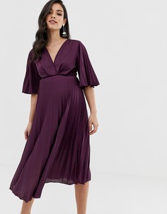 Плиссированное платье миди в стиле кимоно ASOS DESIGN Maternity-Фиолетовый