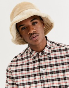 Широкополая шляпа из искусственного меха ASOS DESIGN-Коричневый