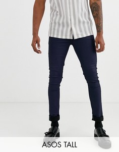 Синие строгие супероблегающие джинсы с покрытием ASOS DESIGN Tall-Синий