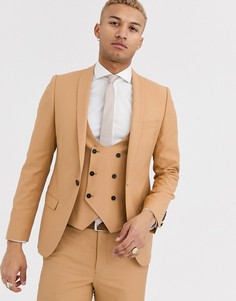 Бежевый супероблегающий пиджак Twisted Tailor-Светло-коричневый