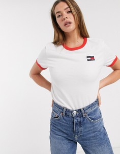 Футболка из переработанного материала с окантовкой Tommy Jeans-Белый