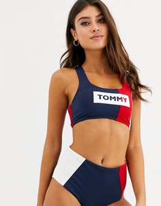 Темно-синий укороченный бикини-топ в стиле колор блок Tommy Hilfiger-Мульти