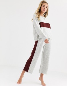 Трикотажные брюки для дома в полоску ASOS DESIGN-Серый