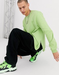 Свитшот лаймового цвета с молниями по бокам ASOS DESIGN-Зеленый