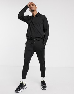 Черный спортивный костюм с короткой молнией ASOS DESIGN-Серый