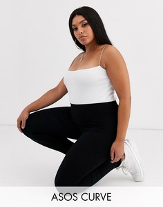 Черные леггинсы с завышенной талией ASOS DESIGN Curve Tall-Черный
