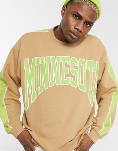 Бежевый oversize-свитшот с принтом \"Minnesota\" ASOS DESIGN