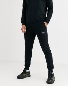 Узкие джоггеры с переливающимся логотипом Puma-Черный