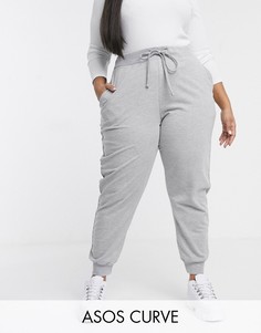 Базовые джоггеры со шнурком ASOS DESIGN Curve-Серый