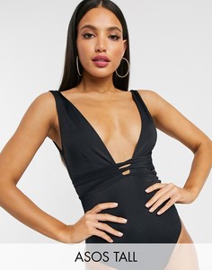 Черный слитный купальник из переработанных материалов ASOS DESIGN tall