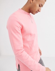 Ярко-розовый свитшот с разрезами на нижней кромке ASOS DESIGN
