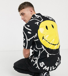 Черная рубашка со сплошным принтом Reclaimed Vintage x Smiley-Черный
