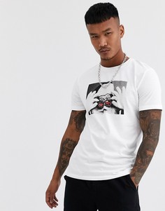 Белая футболка с новогодним принтом Jack & Jones Originals-Белый