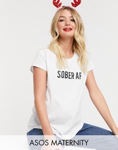 Футболка с принтом \"sober AF\" ASOS DESIGN-Белый