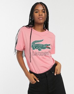 Футболка с логотипом в виде крокодила Lacoste-Розовый