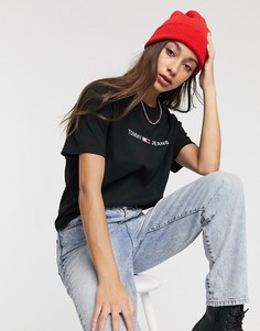 Футболка из органического хлопка с логотипом Tommy Jeans-Черный