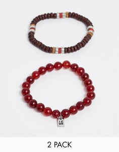 2 красных браслета Icon Brand-Серебряный