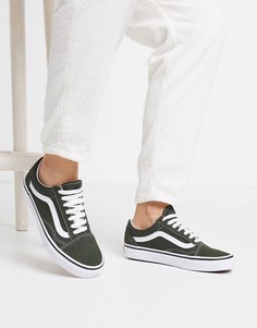 Зеленые кроссовки с белыми вставками Vans Old Skool-Зеленый