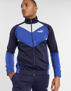 Синий спортивный костюм в стиле колор блок Puma