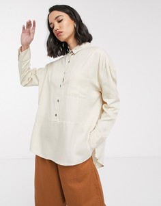 Кремовая oversize-рубашка на пуговицах Only-Кремовый