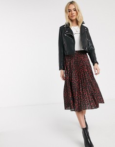 Плиссированная юбка миди в горошек ASOS DESIGN-Мульти