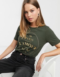 Футболка цвета хаки с логотипом River Island-Зеленый