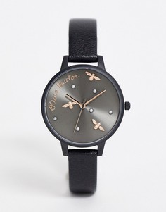 Черные часы с кожаным ремешком Olivia Burton OB16PQ02-Черный