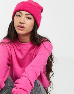 Розовая шапка-бини в рубчик Monki-Розовый