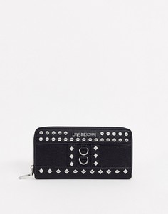 Кошелек на молнии с заклепками Love Moschino-Черный