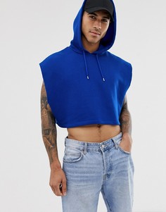 Синее укороченное oversize-худи без рукавов ASOS DESIGN-Синий