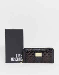 Большой стеганый кошелек из искусственной кожи на молнии Love Moschino-Черный