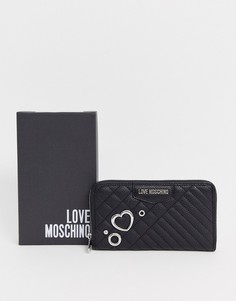 Большой кошелек из искусственной кожи на молнии с заклепками Love Moschino-Черный