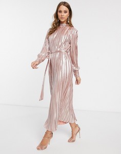 Золотистое платье макси Forever U-Розовый
