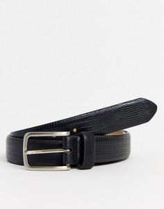 Черный ремень с эффектом змеиной кожи Ben Sherman