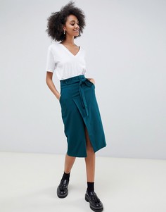 Строгая юбка-карандаш с поясом оби ASOS DESIGN-Зеленый