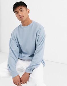 Синий oversize-лонгслив из органического хлопкового пике ASOS DESIGN