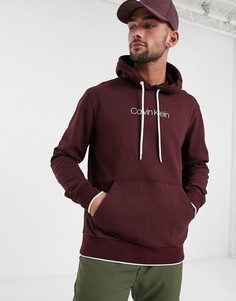 Худи бордового цвета с логотипом Calvin Klein-Красный