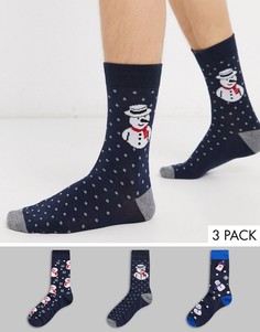 Новогодние носки со снеговиком в коробке Jack & Jones-Мульти