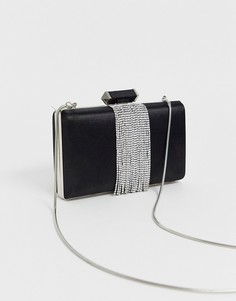 Черная атласная сумка через плечо с серебристой цепочкой True Decadence-Черный
