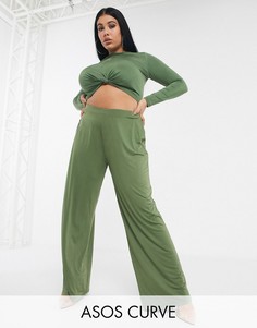 Широкие брюки от комплекта ASOS DESIGN Curve-Зеленый