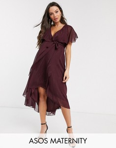 Платье миди с кейпом и асимметричным подолом ASOS DESIGN Maternity-Фиолетовый