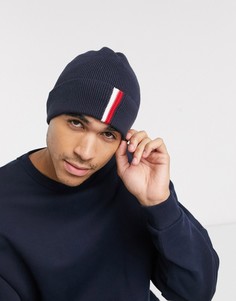 Черная шапка бини в рубчик с логотипом Tommy Hilfiger-Черный