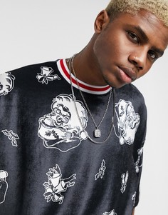 Велюровая oversize-футболка с принтом Санта-Клауса ASOS DESIGN-Мульти
